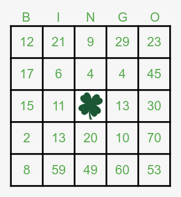 ST. PATRICKS DAY BINGO Card