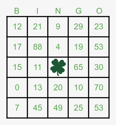 ST. PATRICKS DAY BINGO Card