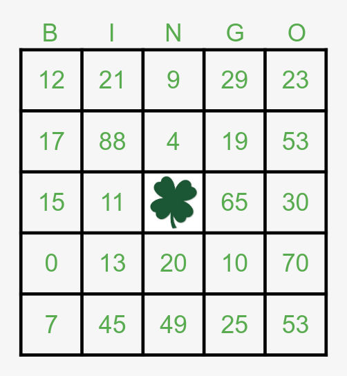 ST. PATRICKS DAY BINGO Card