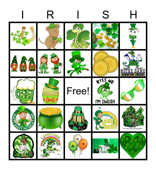 Happy St. Patricks Day Bingo Card