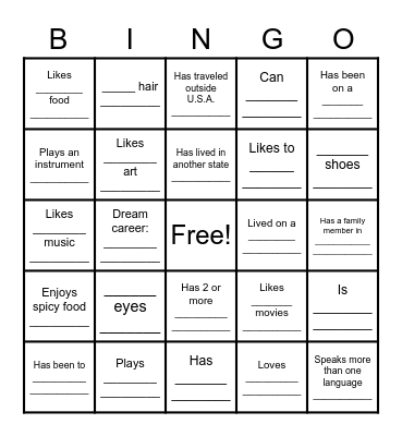 Diversity Bingo Card