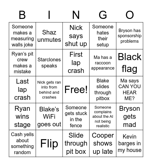 Goatco Bingo Card