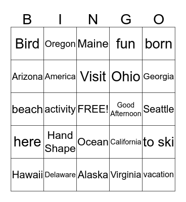 ASL II Bingo Card