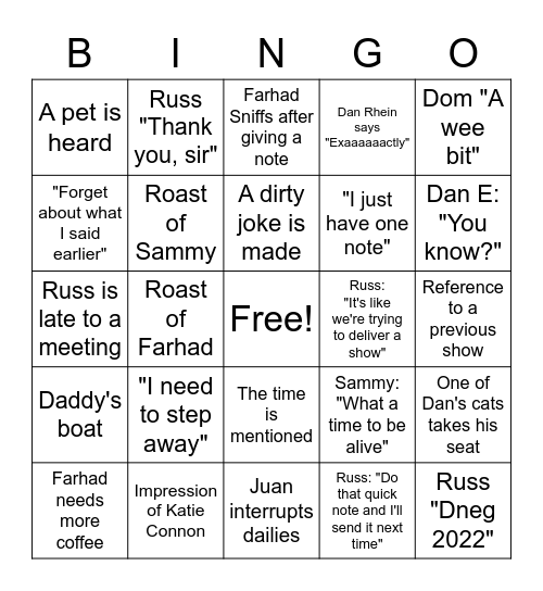 S2 Bingo Card