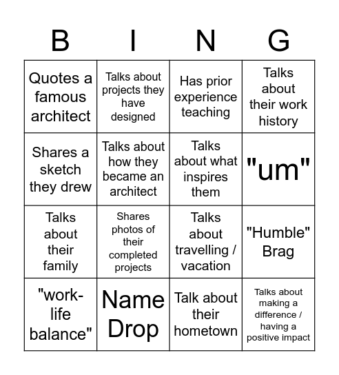 AIA Buzzwords Bingo Card