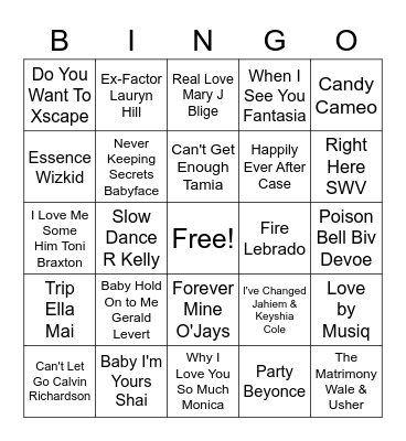 Tiffiany & Co Music BINGO Card