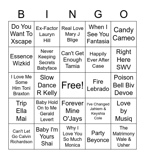 Tiffiany & Co Music BINGO Card