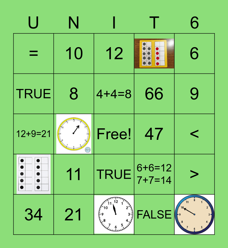 Unit 6 Review Bingo Card