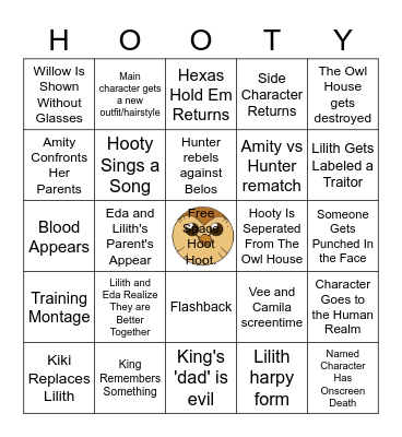 Owl House season 2B bingo Card