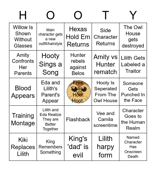 Owl House season 2B bingo Card