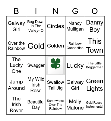 St. Patrick's Day Music Bingo Card