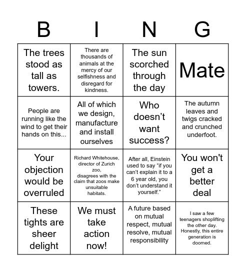 Persuasive Techniques Bingo Card