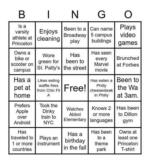 Human Bingo Card