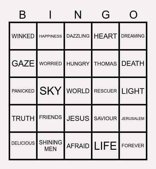 Sunday School Bible Bingo Card