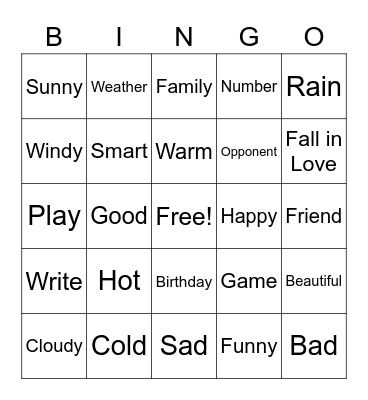 Bingo! Bingo Card