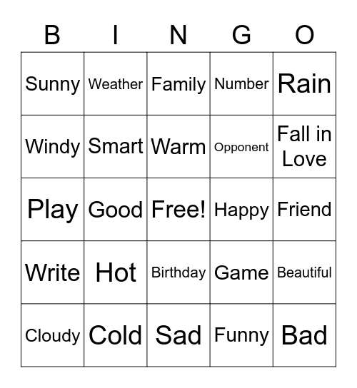 Bingo! Bingo Card