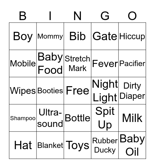 BABY SHOWER BINGO Card