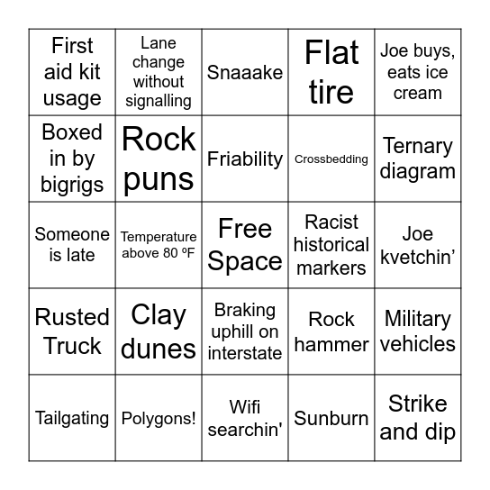 Field Trip Bingo Card