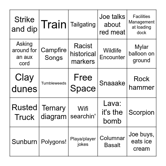 Field Trip Bingo Card