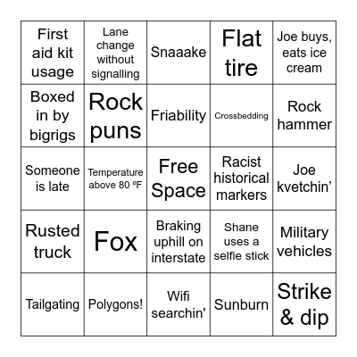 Field Trip Bingo Card