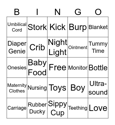 BABY SHOWER BINGO Card