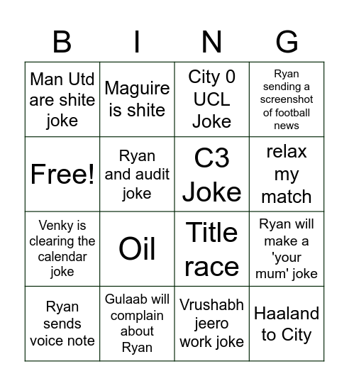 Gulaab And Ryan Bingo Card