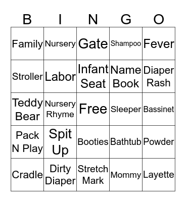 BABY SHOWER BINGO Card