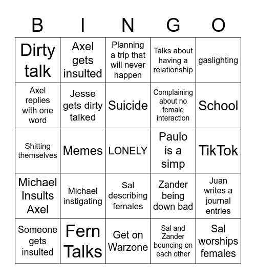 DAILY GROUP CHAT Bingo Card