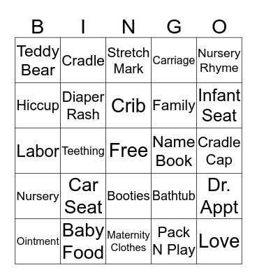 BABY SHOWER BINGO Card