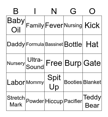 BABY SHOWER BINGO Card