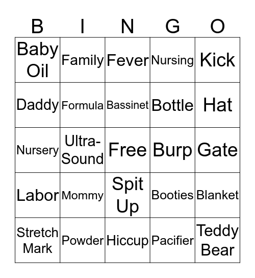 BABY SHOWER BINGO Card