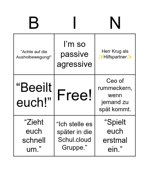 Frau Wollenhaupt Bingo Card