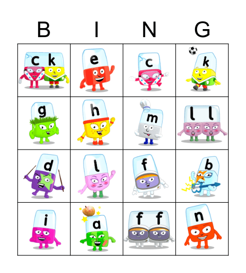 Alphablocks Phase 2 Bingo Card
