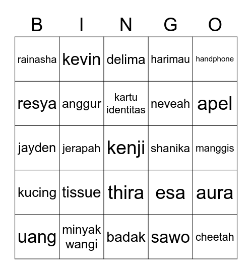 🍭🍫 Bingo Card