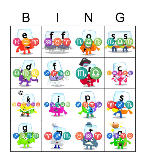 Alphablocks Phase 2 Bingo Card