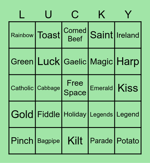 St. Patrick's Day Bingo Card