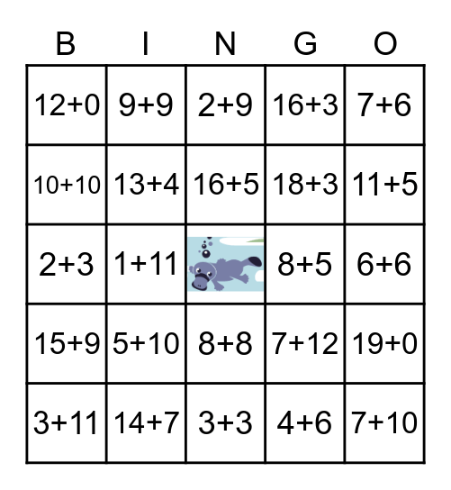 Addition and Subtration Bingo Card