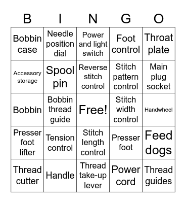 Machine Parts Bingo Card