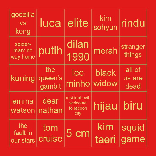 LovelyGens Bingo Card