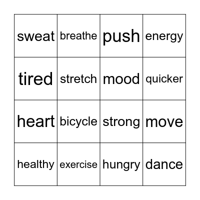 Why Exercise Bingo Card