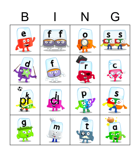 Alphablocks Phase 2 Bingo Card