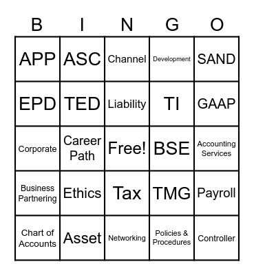 TI WW Accounting Bingo Card