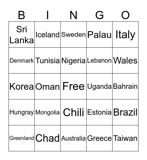 International  Bingo Card