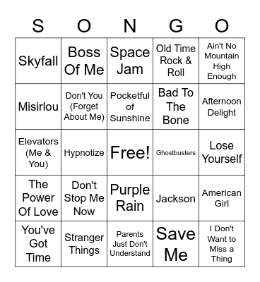 Soundtracks 1 Bingo Card