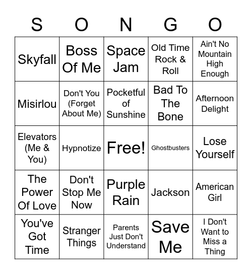 Soundtracks 1 Bingo Card