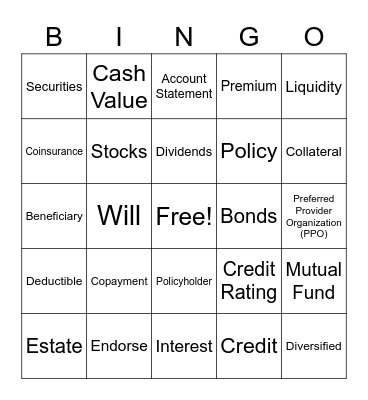 Managing Personal Finances Bingo Card