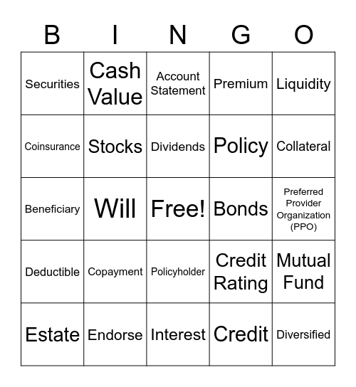 Managing Personal Finances Bingo Card