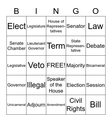 Capitol Bingo Card