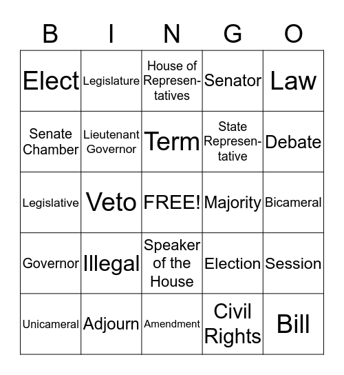 Capitol Bingo Card