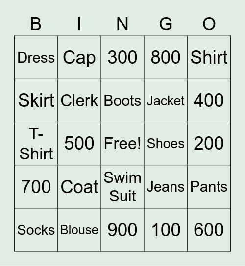 Spanish Bingo Card